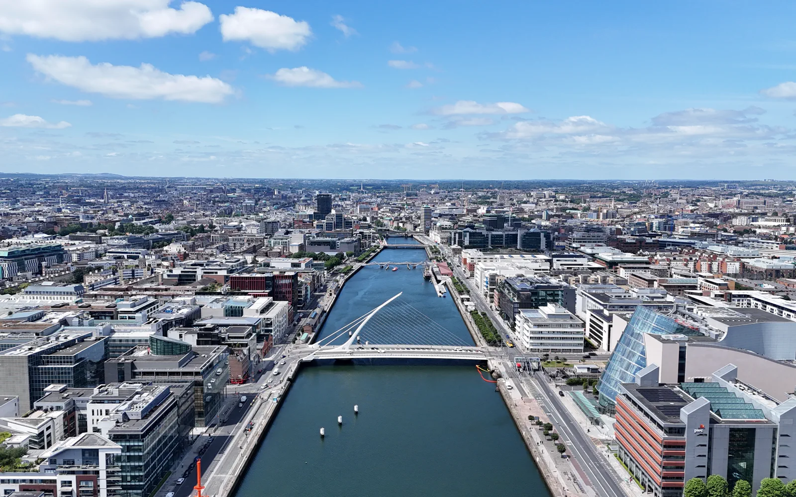 Aerial view across central Dublin