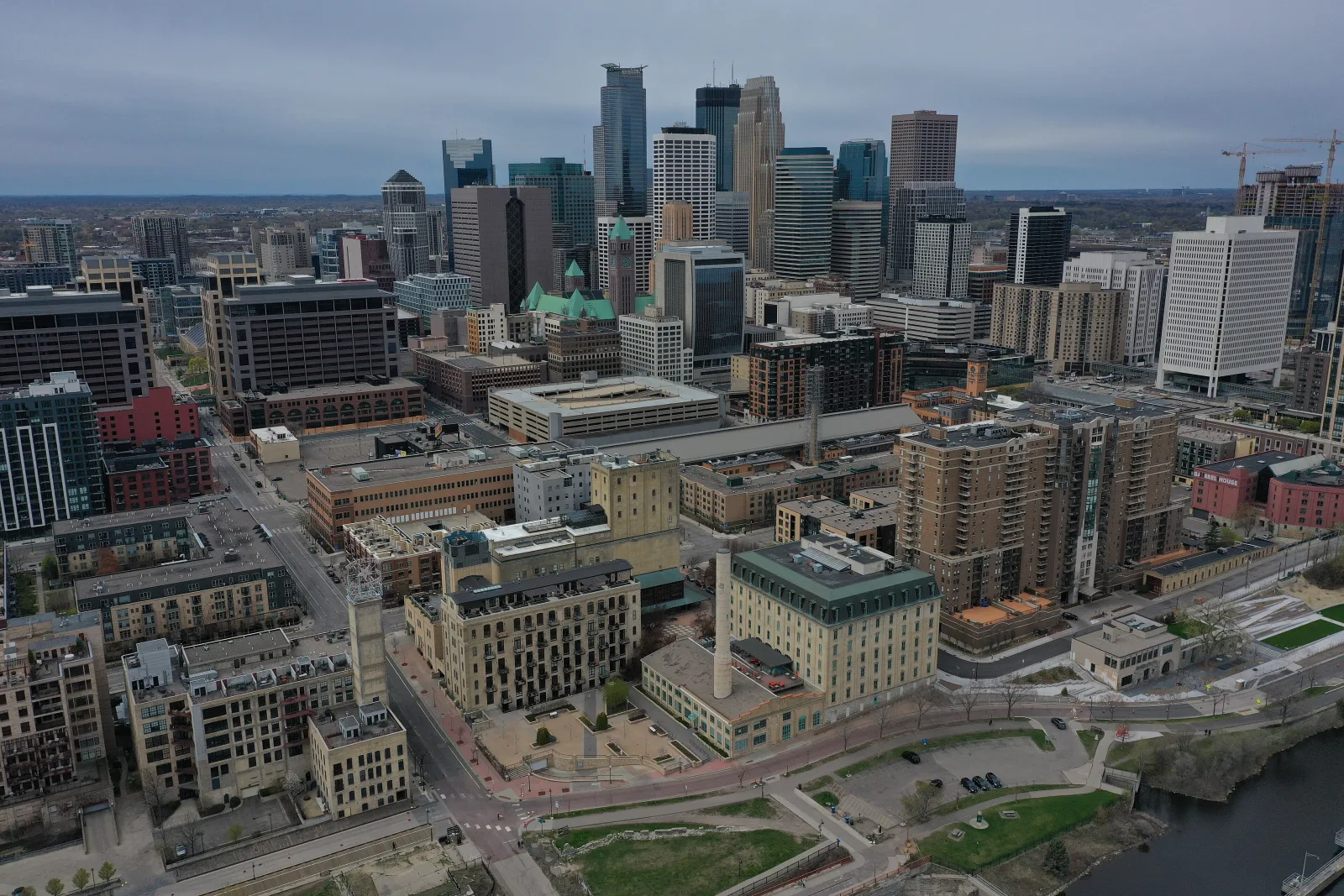 Downtown Minneapolis beyond Saint Anthony Falls