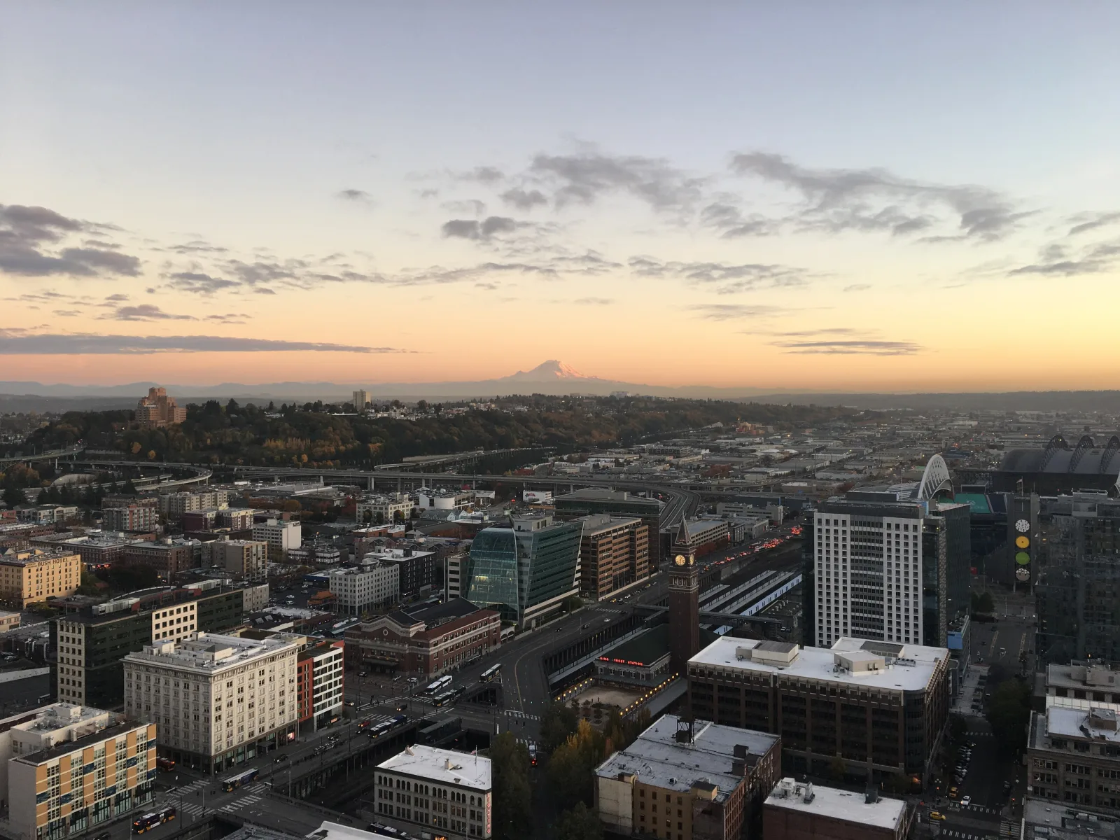 Downtown Seattle and the Space Needle at sunset
